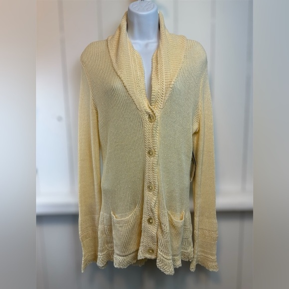 NWT Lauren Ralph Lauren Morton Cardigan Sweater Linen Women’s Large - Picture 1 of 12